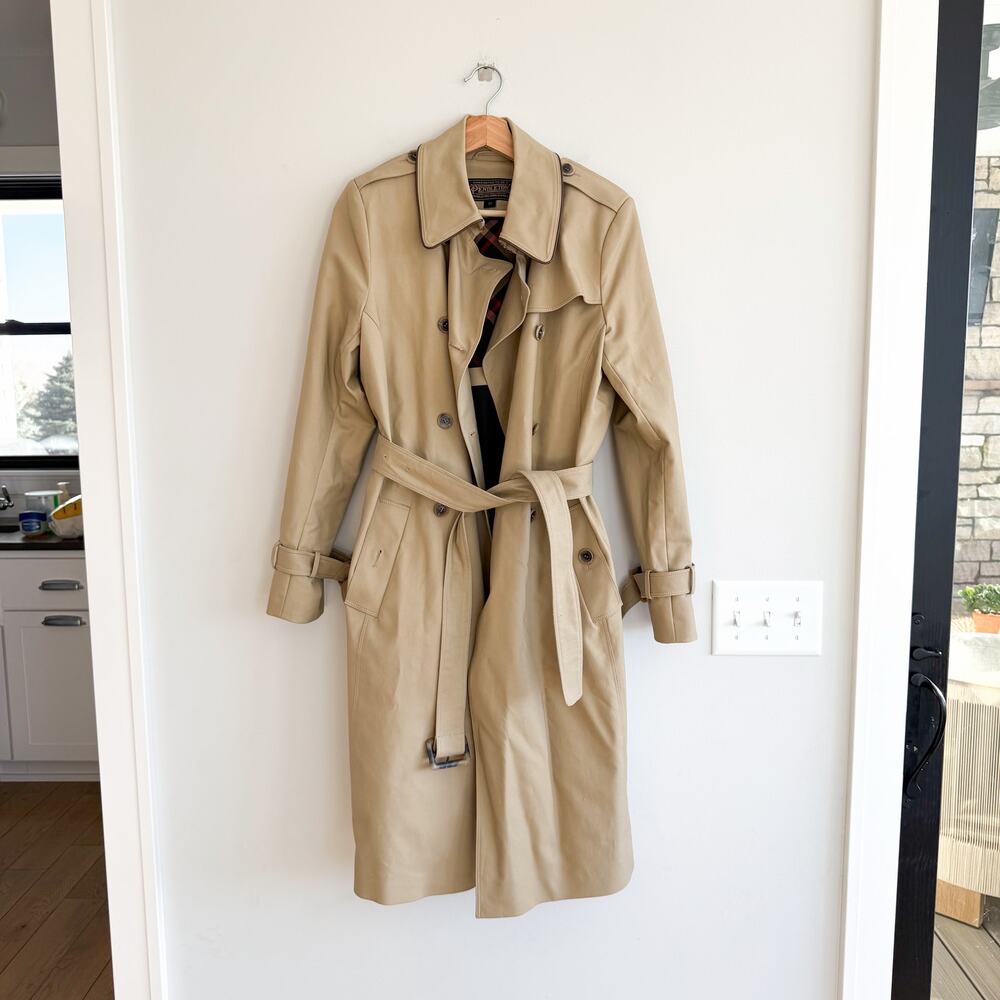 Pendleton Lined Button Front Belted Collared Tren… - image 2